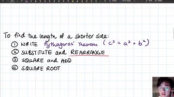 Year 9 - Finding the Length of a Shorter Side using Pythagoras