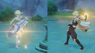 Travelers Fighting Styles Lumine Vs. Aether Genshin Impact