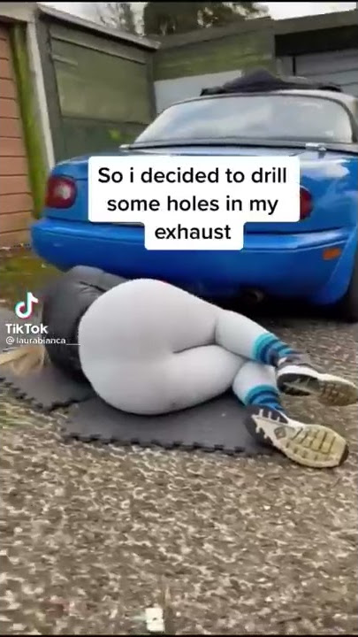 My car was too quiet so I drilled holes in the exhaust (SATISFYING) TikTok: laurabianca___ #shorts