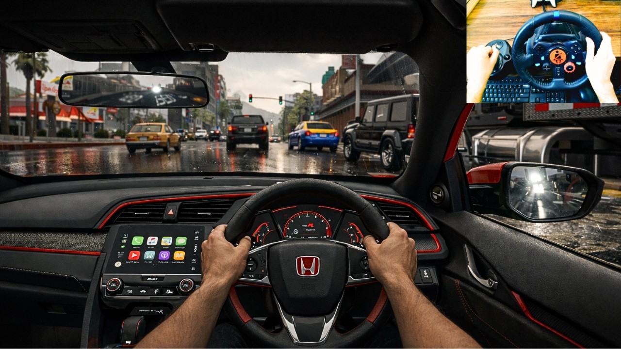 GTA 5 - Realistic Taxi Job | Honda Civic Type-R  | POV Drive | Logitech G29 Steering Wheel Gameplay
