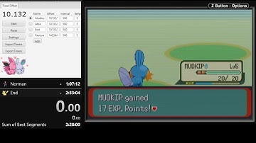 Mudkip extended manip tutorial for Emerald glitchless