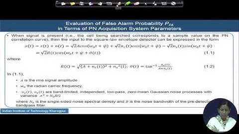 Lecture 32: Performance Analysis of PN Code Acquisition System - Part I