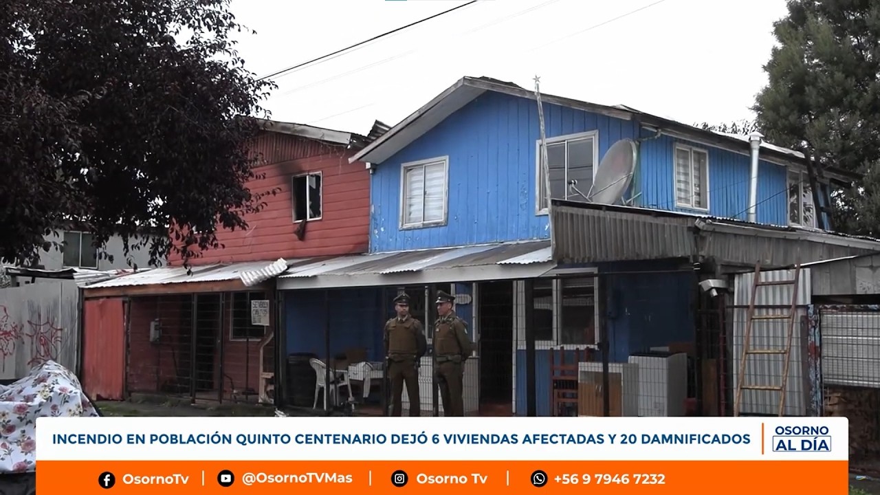 INCENDIO EN POBLACIÓN QUINTO CENTENARIO DEJÓ 6 VIVIENDAS AFECTADAS Y 20 DAMNIFICADOS