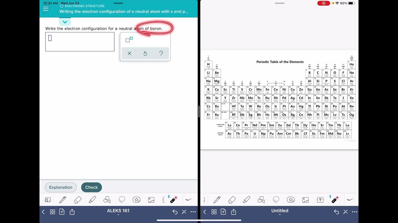 ALEKS Writing the electron configuration of a neutral atom with a and p electrons only YouTube