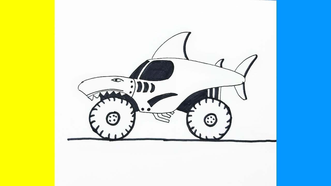 How to Draw Monster Truck Megalodon | Як Намалювати Монстр Трак ...