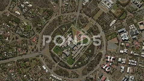 Zoom in from space and focus on Australia Canberra. 3D Animation. Background for travel intro.