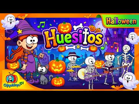 ☠️ Huesitos y 🎃 Tumbas por aqui 🎶 Canciones de Halloween para niños [10 min] ChiquitinesTV