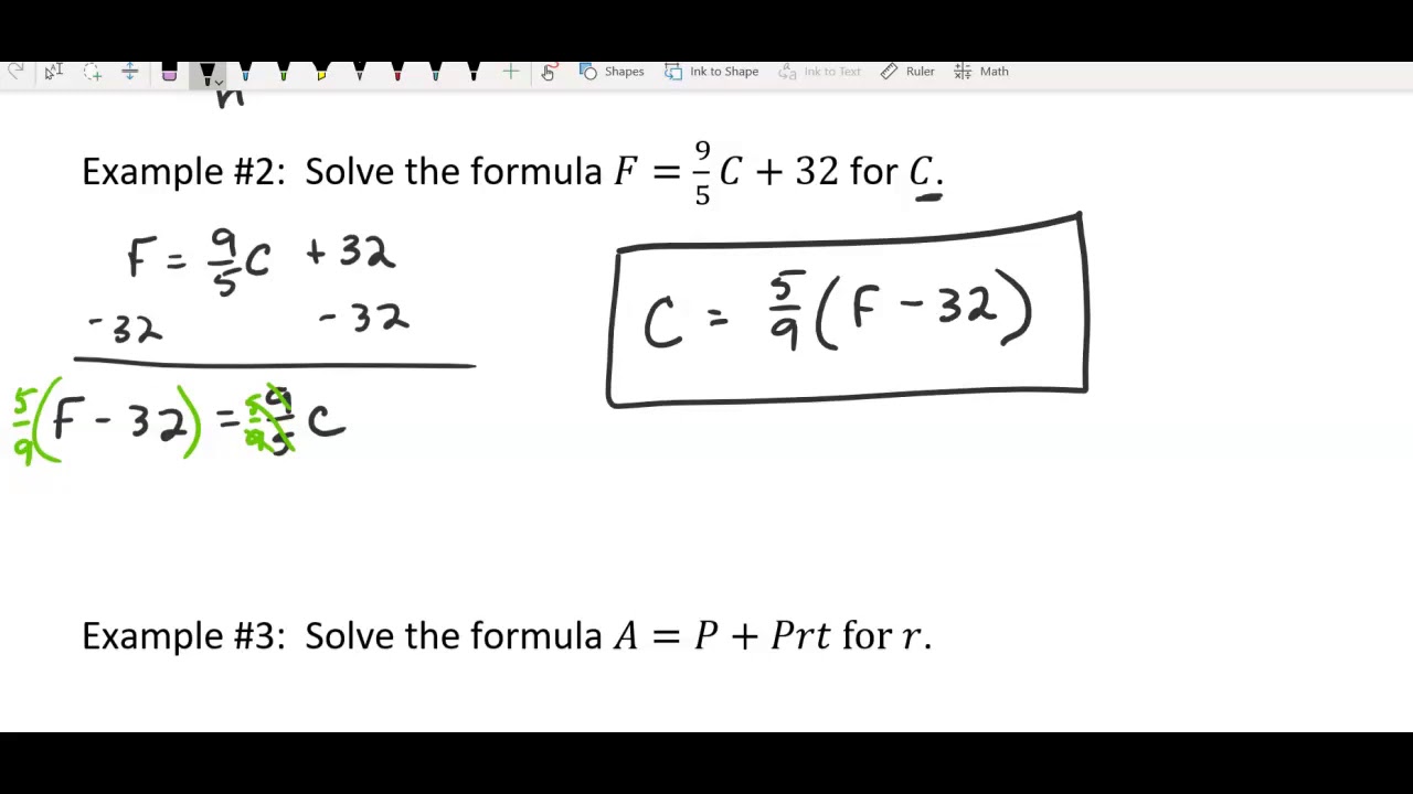 2 3 a Solve A Formula For A Specific Variable YouTube 2 3 a Solve A Formula For A Specific Variable YouTube