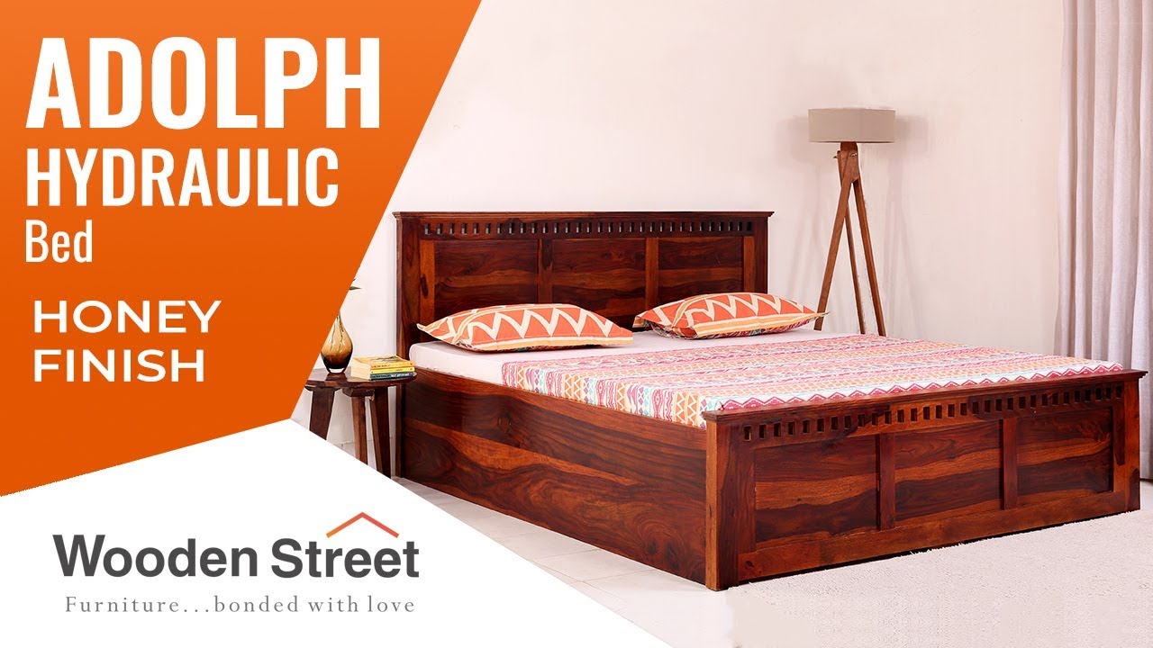 Hydraulic Storage Beds Buy Adolph Hydraulic Bed (King Size, Honey