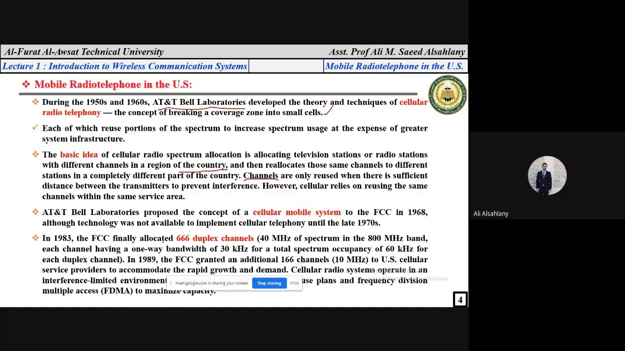 Lecture 1 :Introduction to Wireless Communication Systems