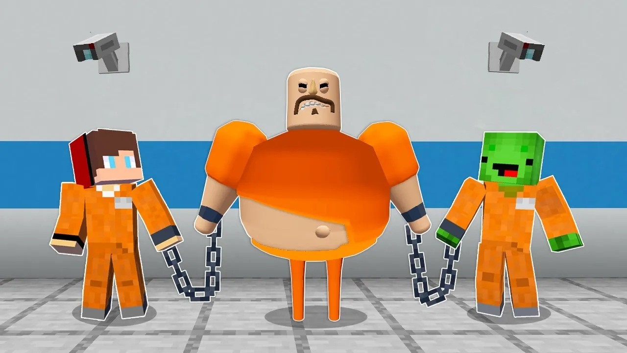 JJ and Mikey in BARRY ROBLOX PRISON CHALLENGE in Minecraft / Maizen animation