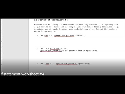JAVA - Lesson #41 - if statement worksheet #4