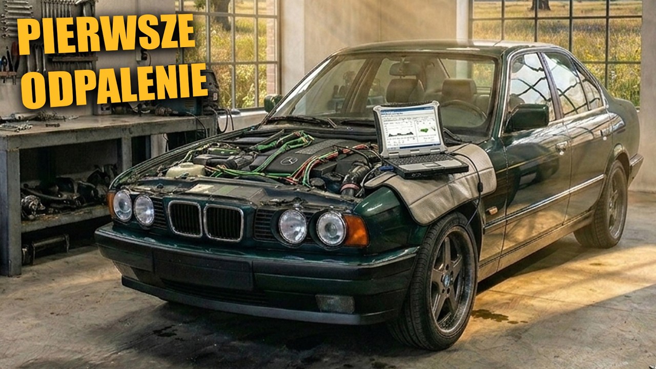 Pierwsze ODPALENIE! BMW E34 z V8 M113 5.0 Mercedesa