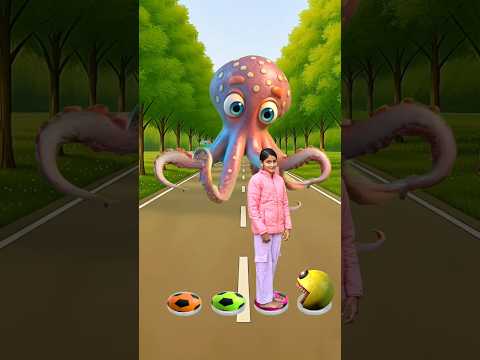 She jump on new monster Pac-Man to zombie, lizard & octopus vs big Pac-Man #shorts #youtubeshorts