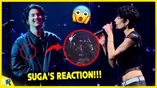 Btss Sugas Reaction To Seeing Halsey Fall During His Concert In Los Angeles - Bts