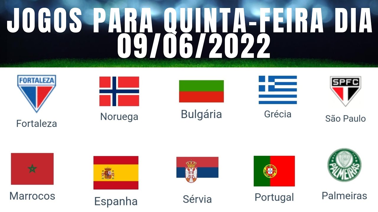 PALPITES DE FUTEBOL PARA HOJE QUINTA-FEIRA DIA 09.06.2022 + BILHETES PRONTOS CLUBES BRASILEIROS.