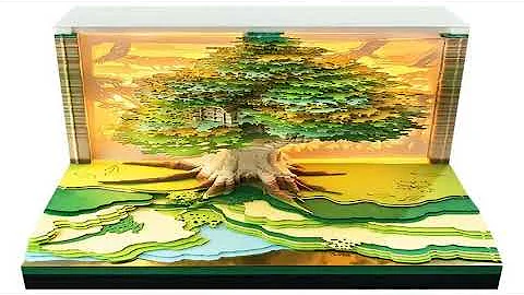 Calendar 2025 Desktop Decor 3D Notepad Sakura Treehouse 3D Memo Pad Block Note Offices Pap