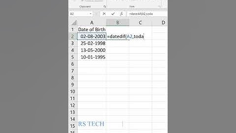Calculate Age from Date of Birth in Excel