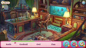 Manor Matters hidden objects #155 Study HD - Hard Level -failed in lotus, cocktail, owl, train, vase