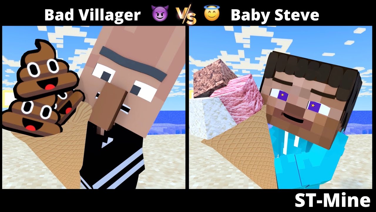 Baby Steve VS Bad Villager. LIVE Stream 2025 @ST-Mine. #shorts