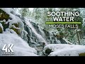 8 HRS Waterfall Sounds for Deep Sleep or Focus - 4K Canadian Waterfalls in Winter - Moses Falls