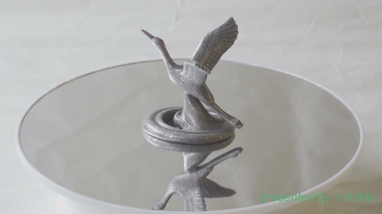 高岡銅器 金谷宗林 作 蓋置 飛鶴 唐銅（からかね） 回してみました