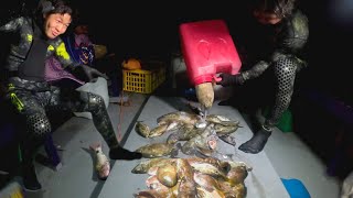 UNANG GABI🙌 Nights Spearfishing with HARABAS • Nakarami agad • Catch and Cook