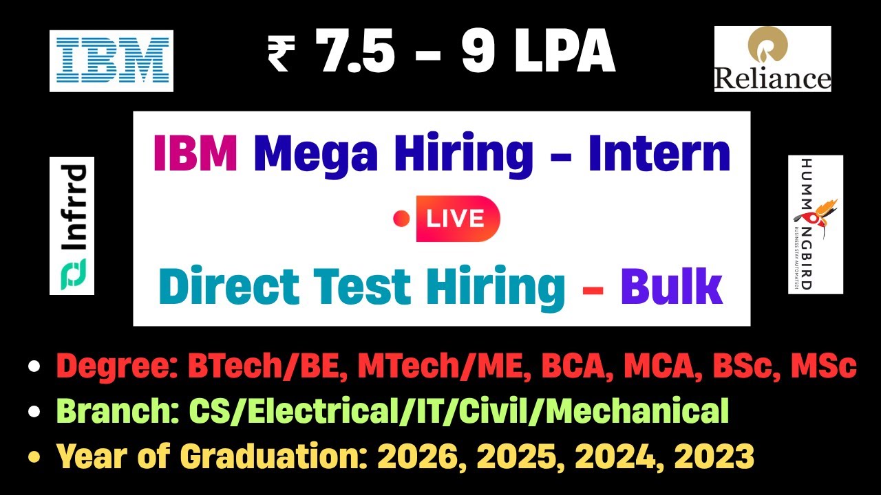 🤯 IBM Mass Hiring 2025 | Direct Test Hiring 2025 | 2026 batch hiring ...