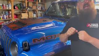 Decal install for the hood. Bloopers at the end. #JeepPeeps #GladiatorGang