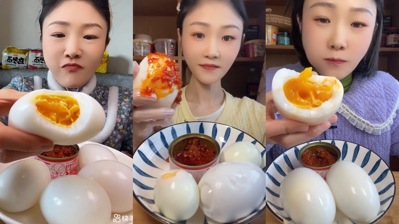 Chinese Mukbang Eating Ostrich Boiled Eggs Challenge 🥚Soslu Deve Kuşu Yumurtası Chewy Sounds ASMR