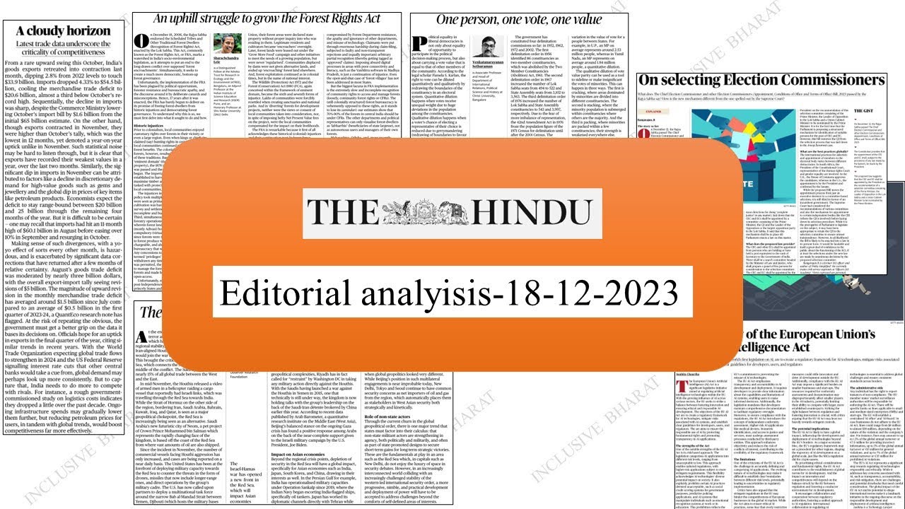 THE HINDU EDITORIAL ANALYSIS #THEHINDU #18DECEMBER2023 #CURRENTAFFAIRS