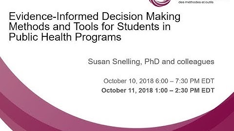 Evidence-Informed Decision Making Methods and Tools for Students in Public Health Programs