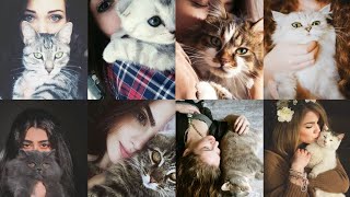 Girl's pictures with cat WhatsApp dpz || Profile pictures || Instagram story & profile