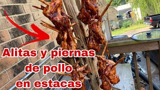 ALITAS Y PIERNAS DE POLLO ADOBADOS EN ESTACAS! Una nueva manera do cocinar! Cocinando Contigo y Mas!