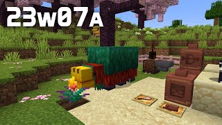 News in Minecraft Snapshot 23w07a: Sniffer! Cherry Wood! Archaeology! Interactions!