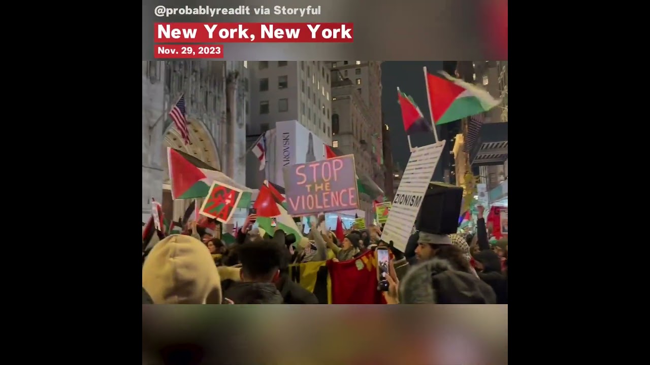Pro-Palestinian Protesters In New York Cheer For Henry Kissinger's Death