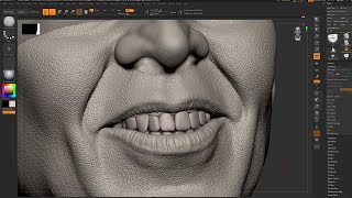 Working on Lips Details with Geometry HD - Zbrush 2021 - Portrait Study -04