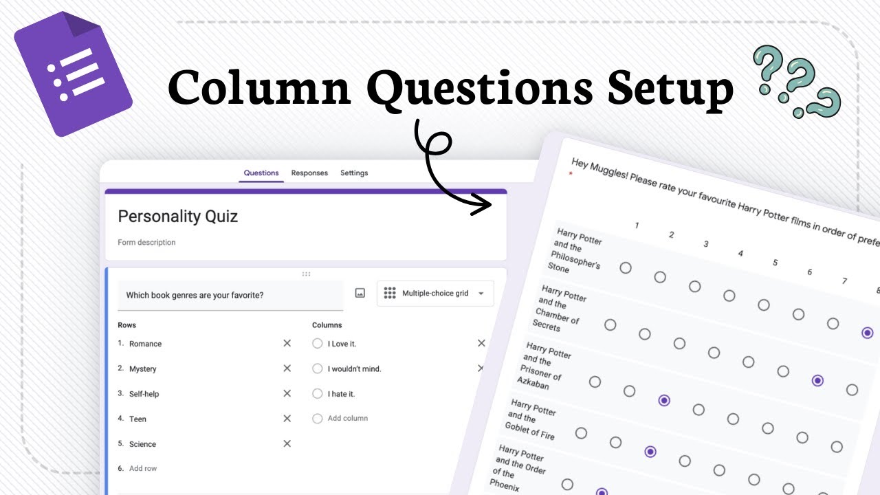 How to put column question Google Forms (arrange form answers) - YouTube