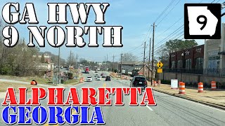 GA 9  North -  Roswell to Alpharetta - Georgia - 4K Highway Drive
