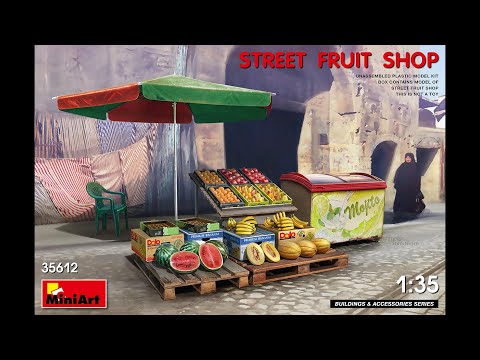Video: MiniArt 35612 pouliční ovocný stánek (1/35)