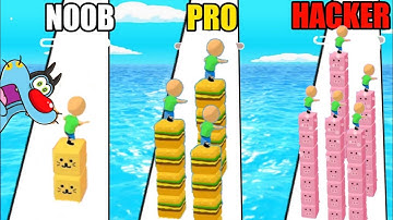 NOOB vs PRO vs HACKER in Cube Surfer|Oggy And Jack Funny video | Funny Gamplay by Rock Indian Gamer