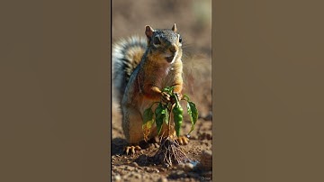 Squirrel watered the red chilli plant and saved it from drying up #ai #tree #save #watering