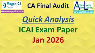 CA Final Audit – ICAI Exam Paper Quick Analysis | Jan 2026 | CA Aarti Lahoti