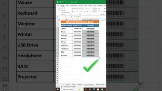 Barcode in excel! #excel #exceltips #excelhacks