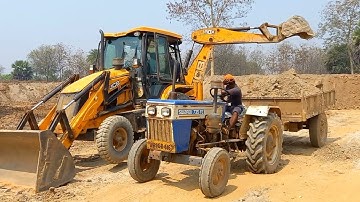 JCB 3dx Backhoe Machine Making Pond And Loading Mud In Johndeere And Swaraj Tractors | Jcb Cartoon