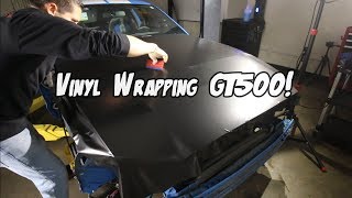 Vinyl Wrapping GT500 Hood in Satin Black Vinyl Wrapping GT500 Hood in Satin Black