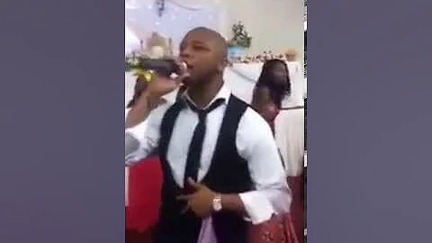 Charles Emeka having a bit of fun with wedding guests