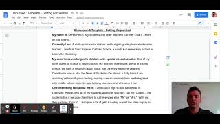 Discussion 1 Template - Getting Acquainted - Google Docs