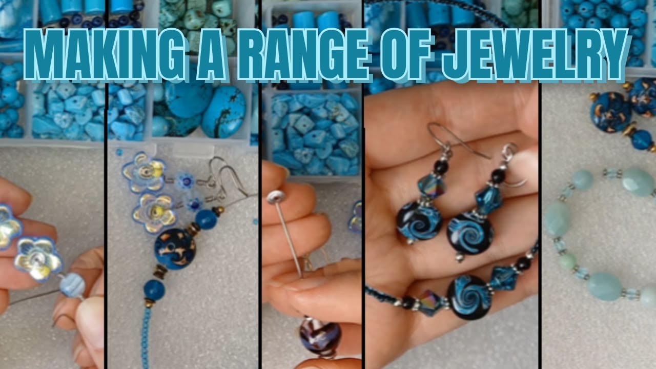 Beading Session - Making a Blue Bead Necklaces & Earrings with my ...
