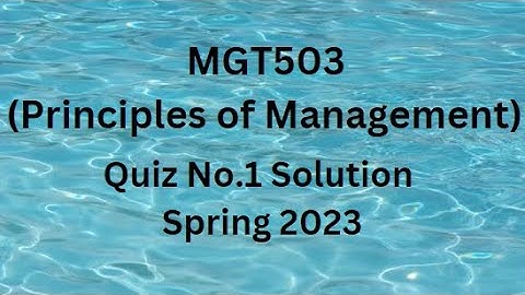 MGT503 (Principles of Management) Quiz No.1 Solution Spring 2023